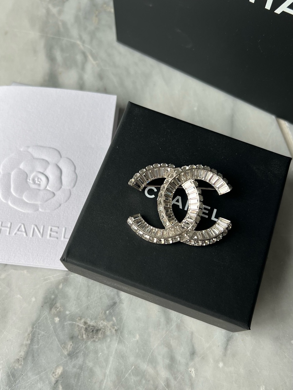 Chanel Baguette Crystal CC Brooch - Brand New